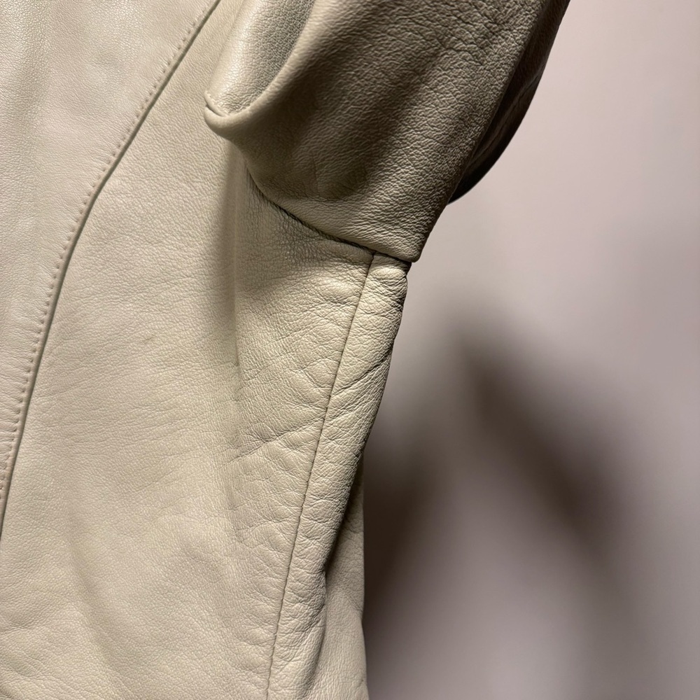 VTG 70s Cream Leather Cafe Racer Jacket UK Small Made in England - Picture 16 of 16